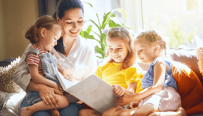 Mom helping children cope with divorce